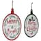 Merry and Bright Ornament Style Metal Christmas Wall Signs - 14" - Red and Green - Set of 2